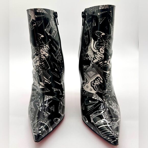 Christian Louboutin So Kate 100 Booty Patent Nicograf Graffiti Booties EU 38 US8 - Picture 3 of 12